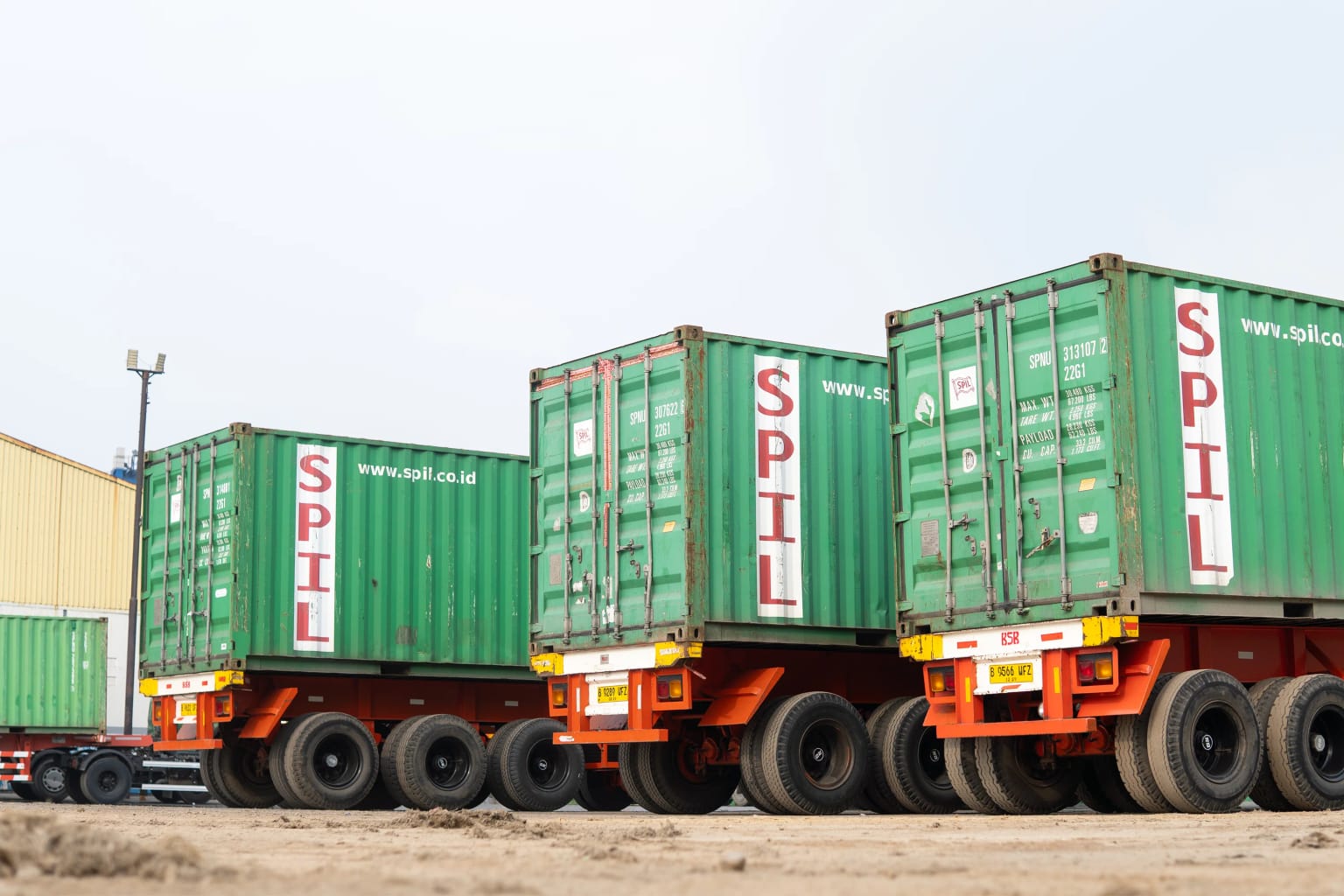 BSB container trucks lined up at the depot