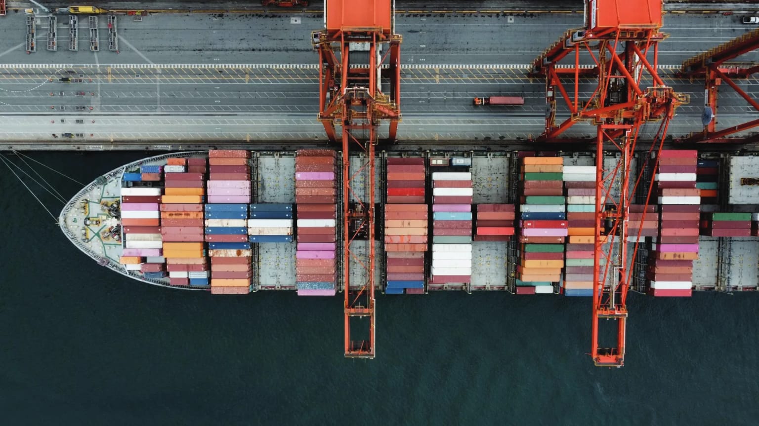Aerial view of port operations