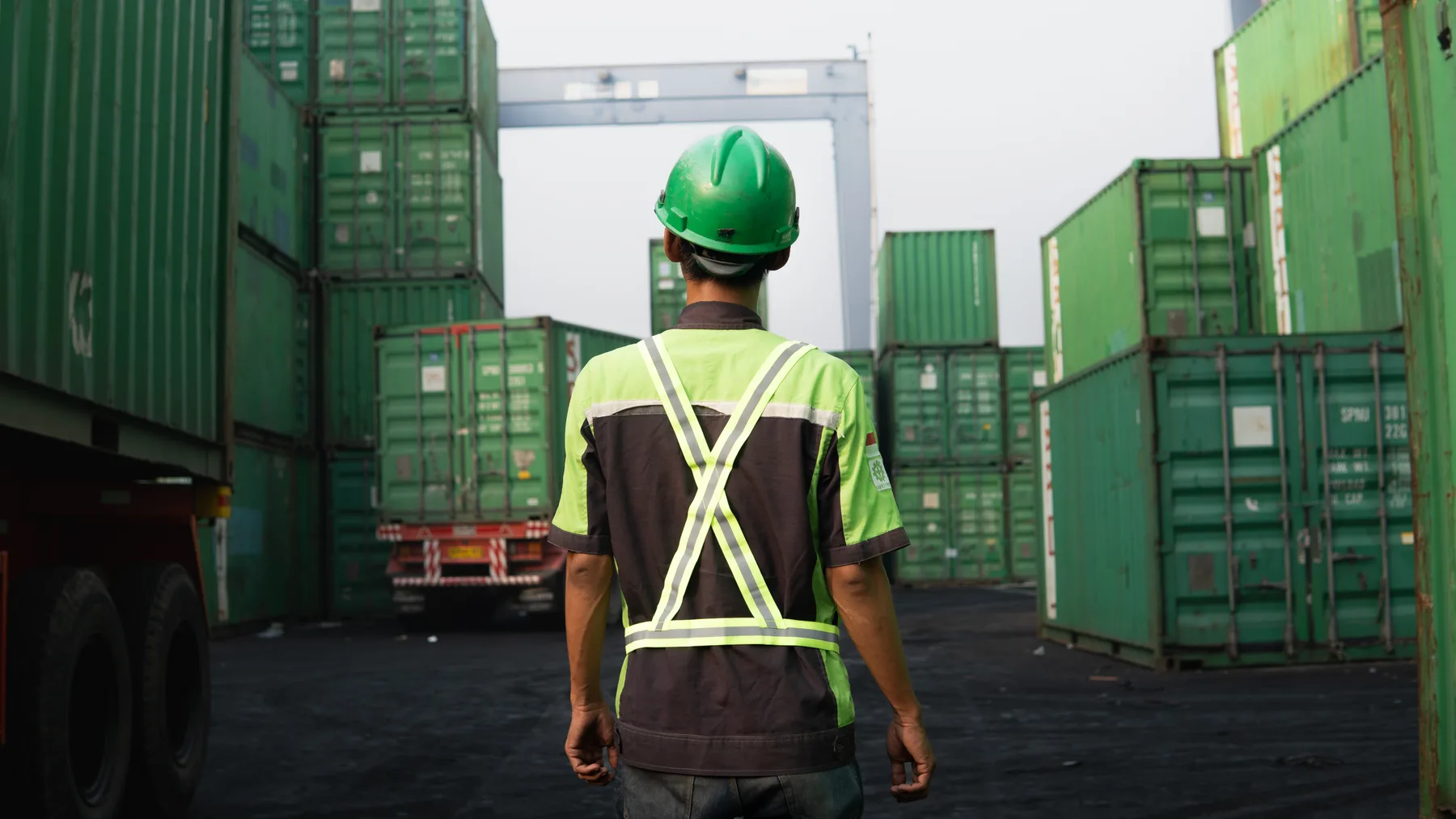 BSB team member surveying container yard
